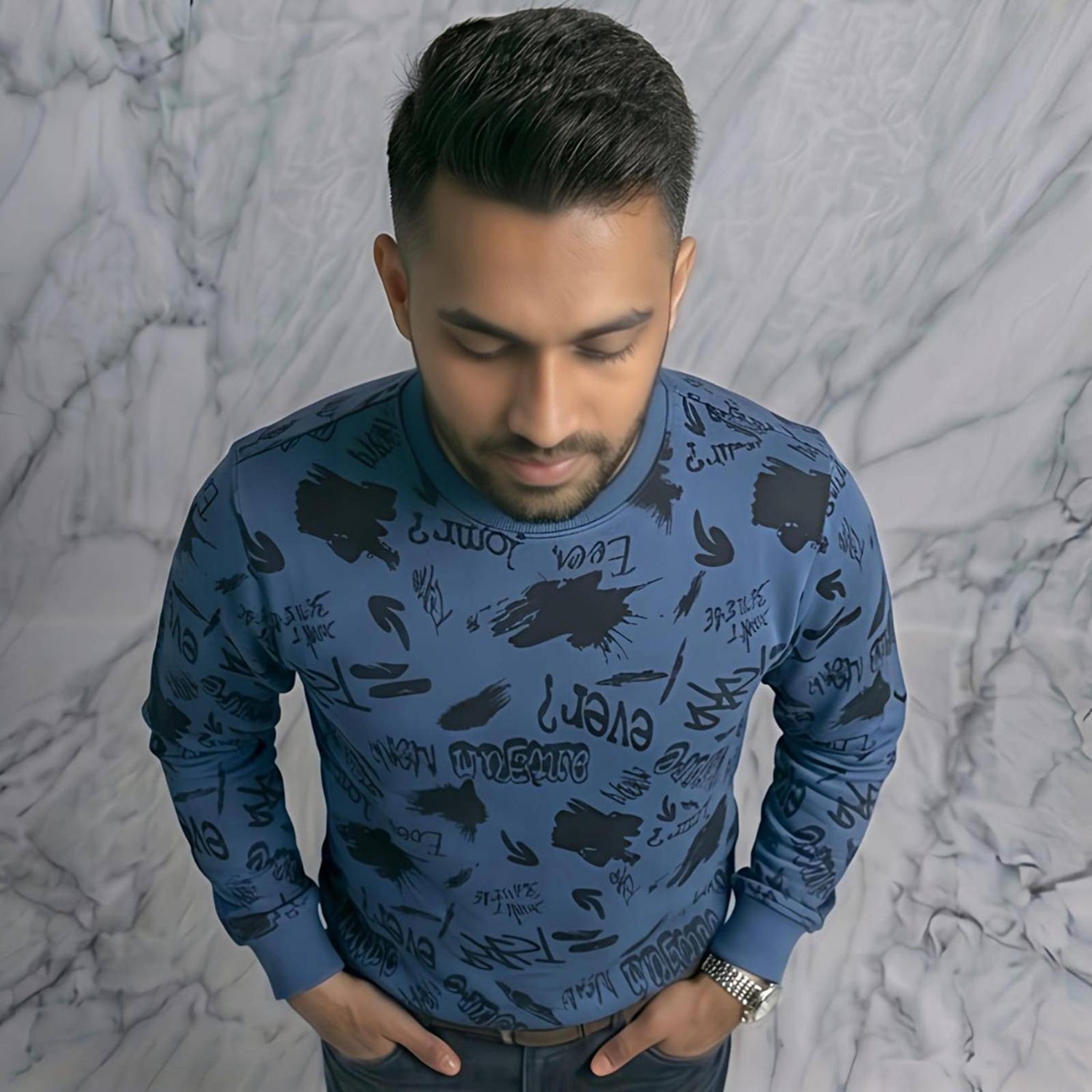 Men's Teal Graffiti Sweatshirt-3