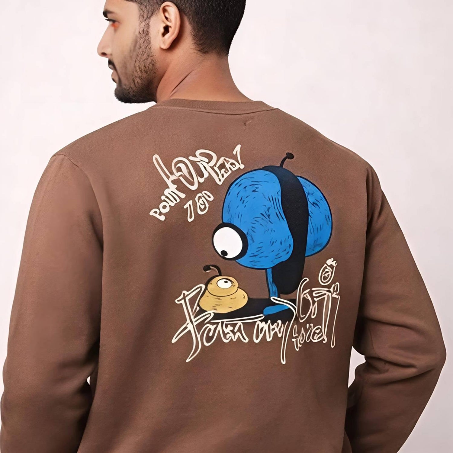 Men's Brown Quirky Sweatshirt-4