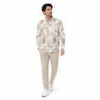 Men's Beige Abstract Print Full Sleeve Shirt