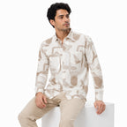 Men's Beige Abstract Print Full Sleeve Shirt