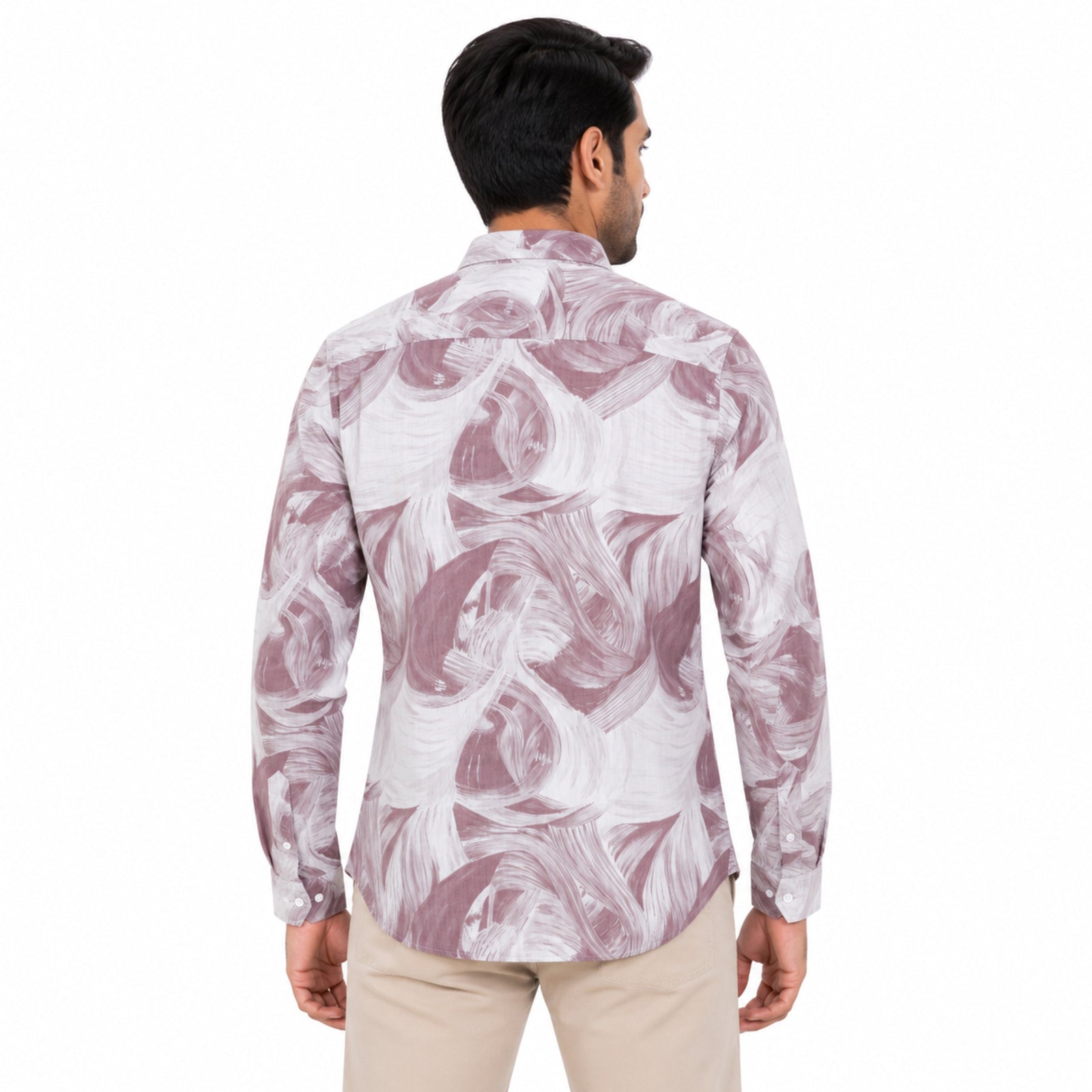 Ivory Marble Print Slim Fit Shirt
