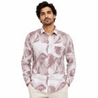 Ivory Marble Print Slim Fit Shirt