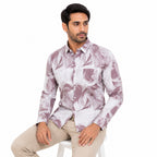 Ivory Marble Print Slim Fit Shirt
