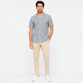 Men's Sky Blue Striped Resort Collar Shirt