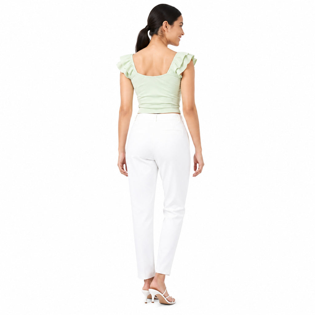 Lime Whisper Tie-Up Crop Top