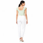 Lime Whisper Tie-Up Crop Top