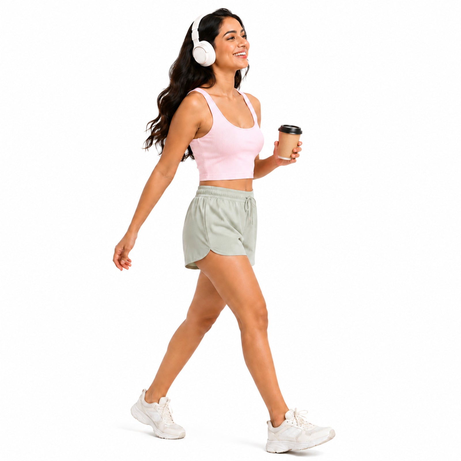 Women's Blush Pink Seamless Ribbed Bralette Crop Top
