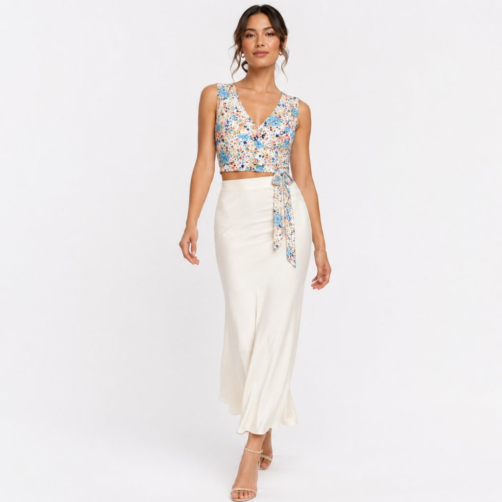 Women's Rainbow Print Sleeveless Crop Top