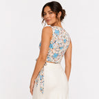 Women's Rainbow Print Sleeveless Crop Top