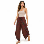 Boho Embroidered Sheer Overlay Pants