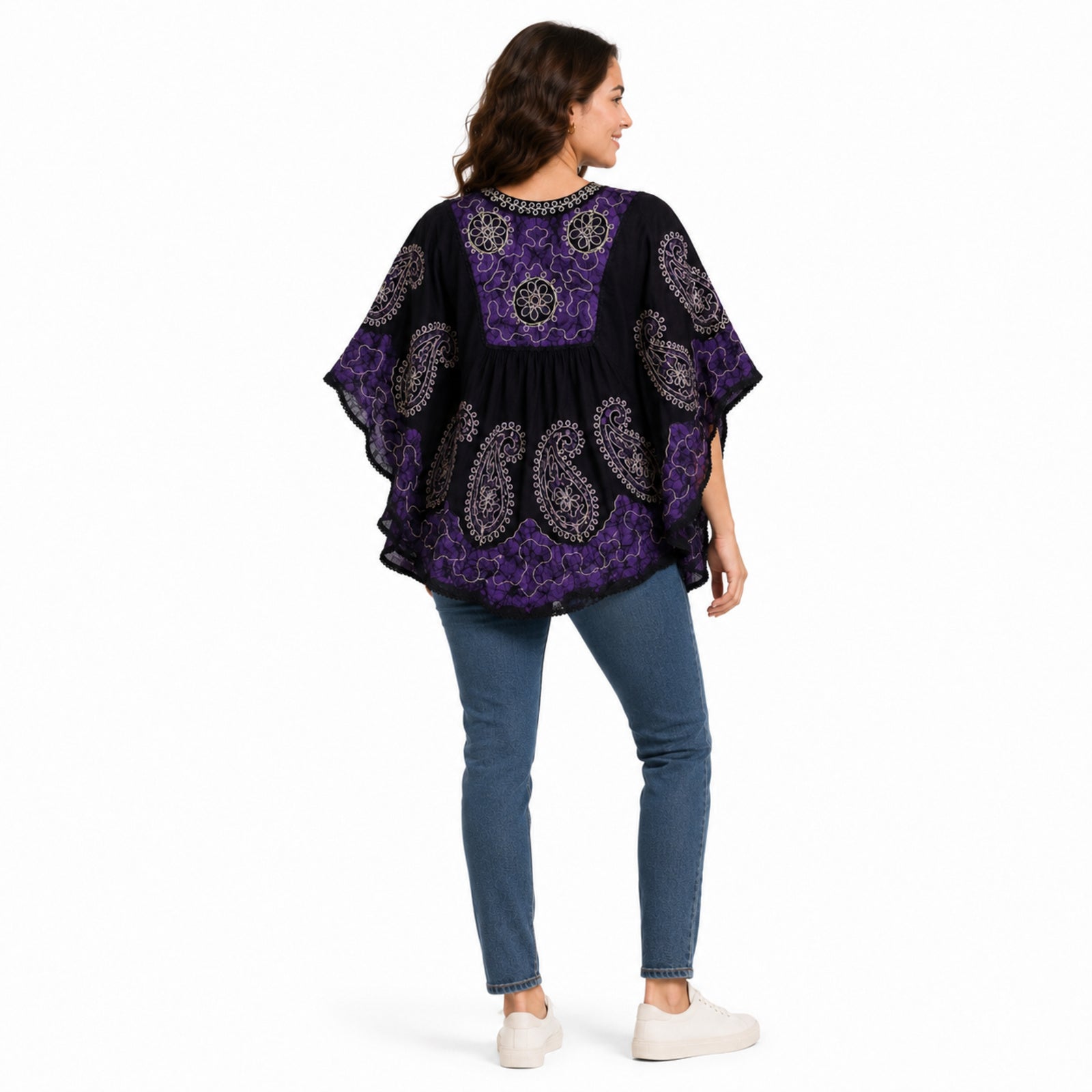 Women’s Black Paisley Print Kaftan Top