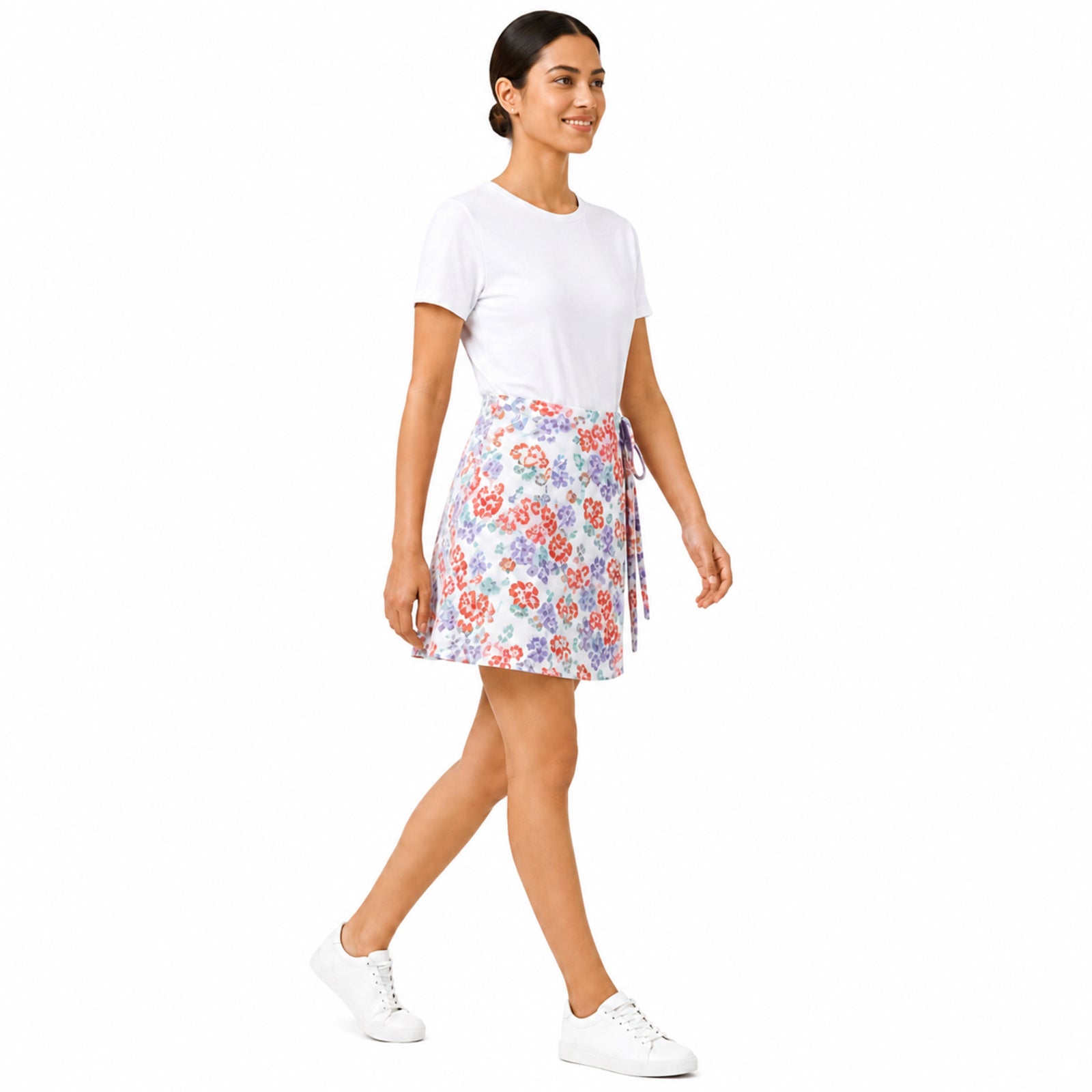 Blossom Breeze Floral Wrap Mini Skirt