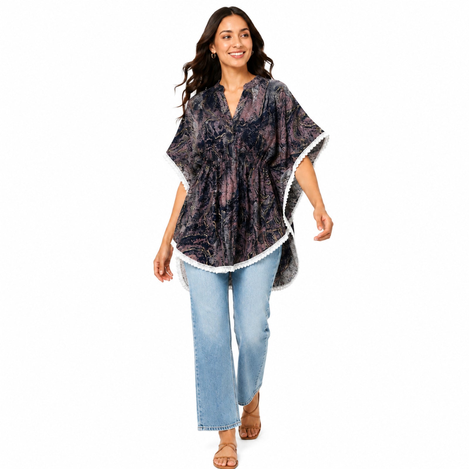 Women's Printed Boho Kaftan Top