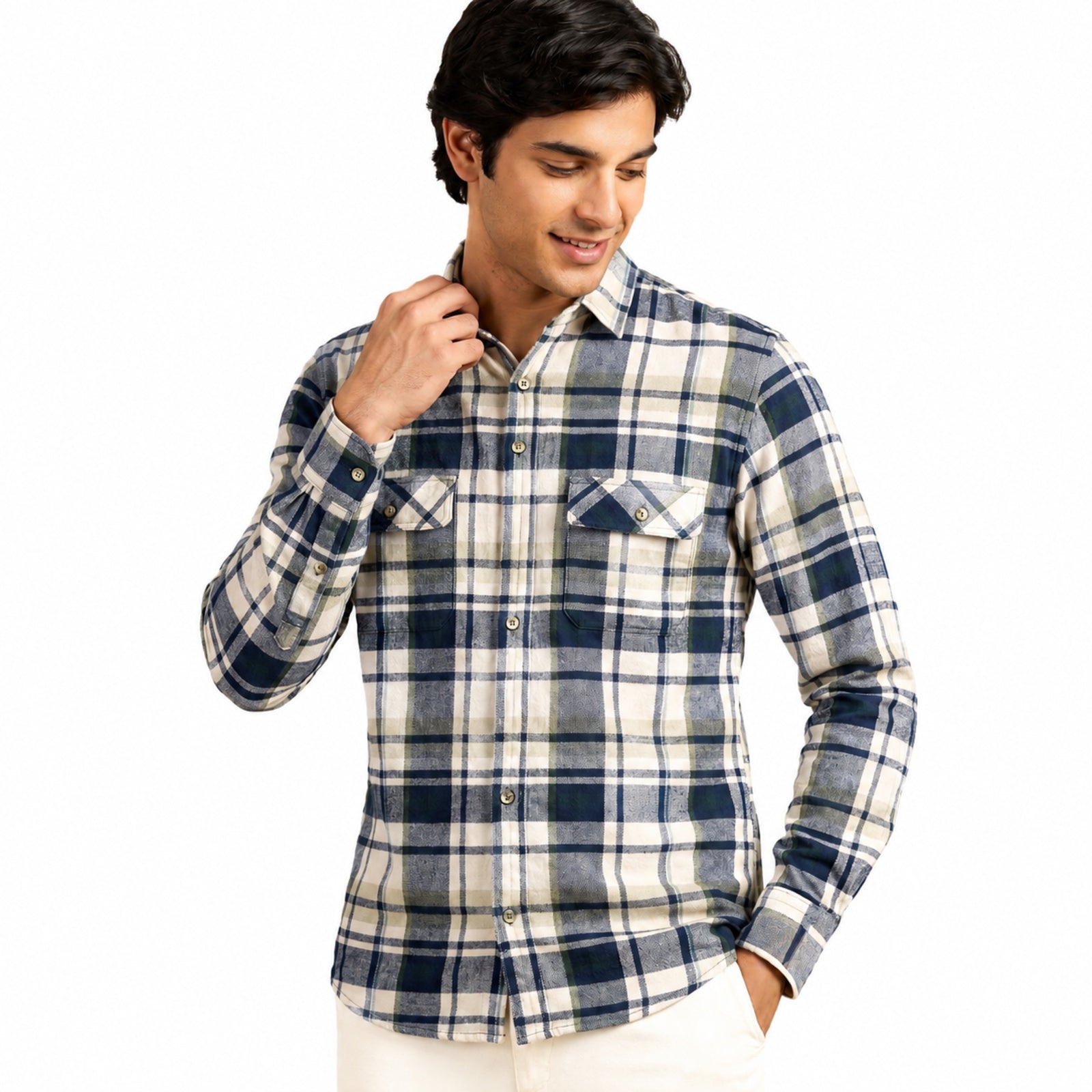Blue Check Classic Men's Casual Shirt