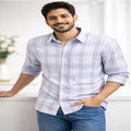 Sky Blue Grid Check Casual Shirt-1