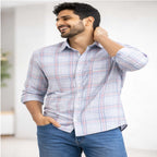 Sky Blue Grid Check Casual Shirt-2