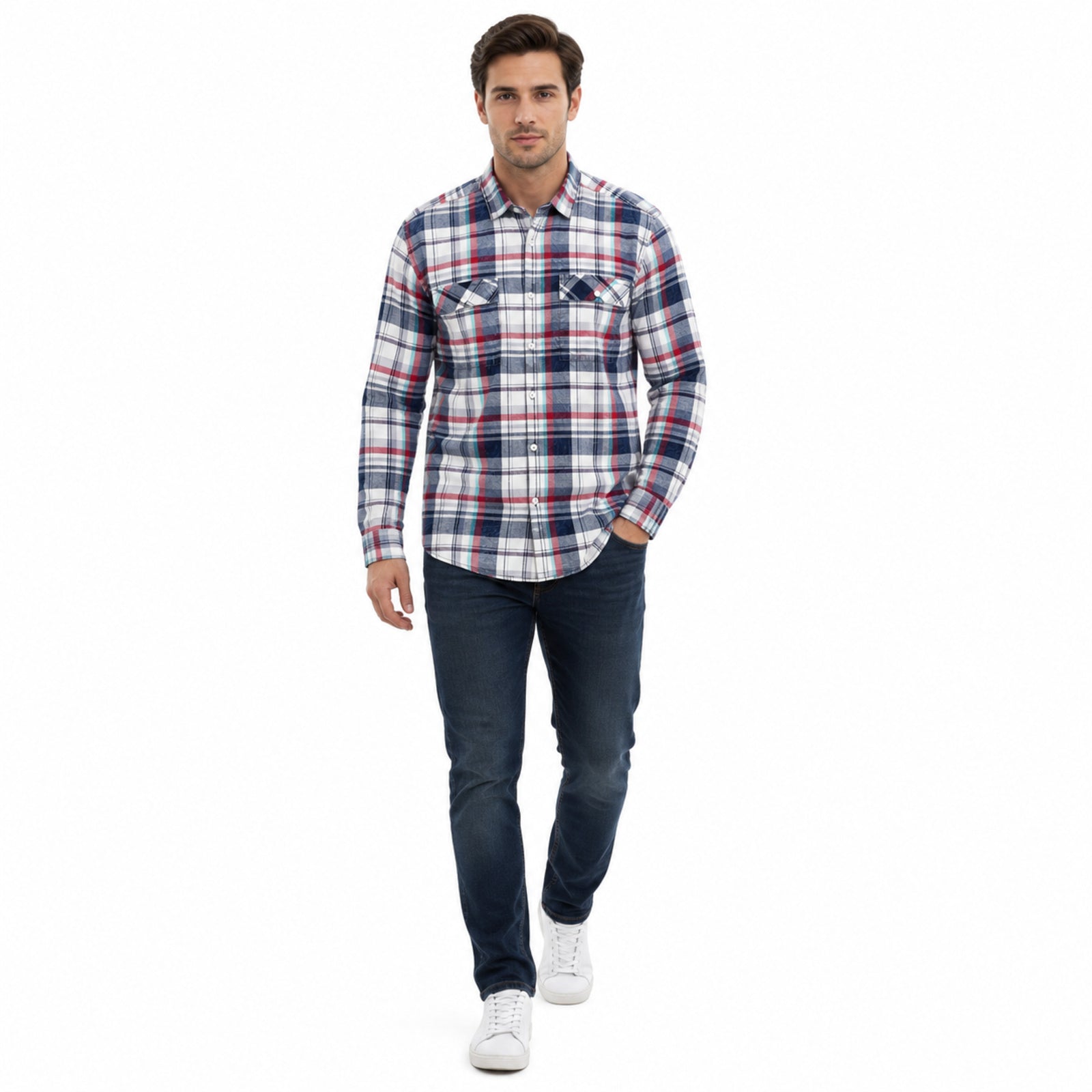 Blue Plaid Casual Shirt