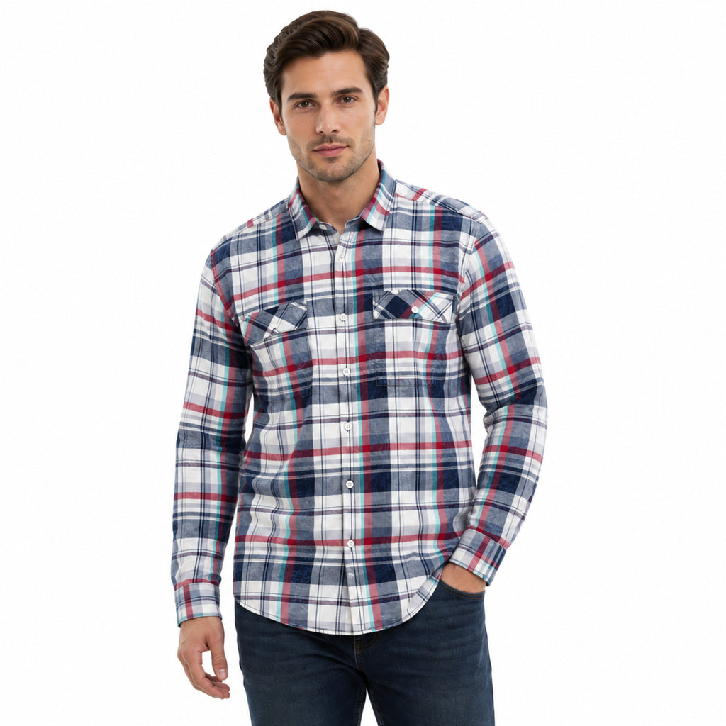 Blue Plaid Casual Shirt