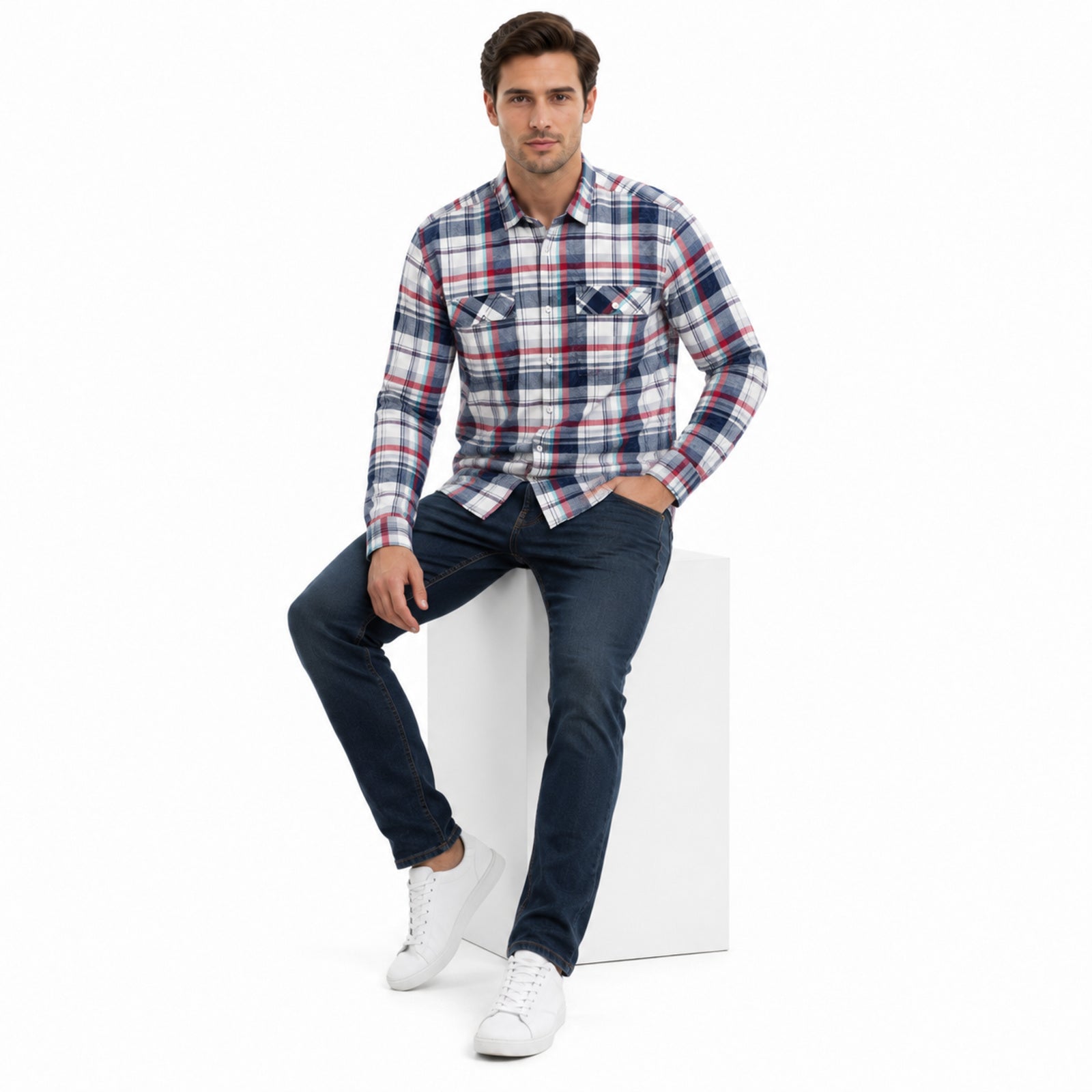 Blue Plaid Casual Shirt