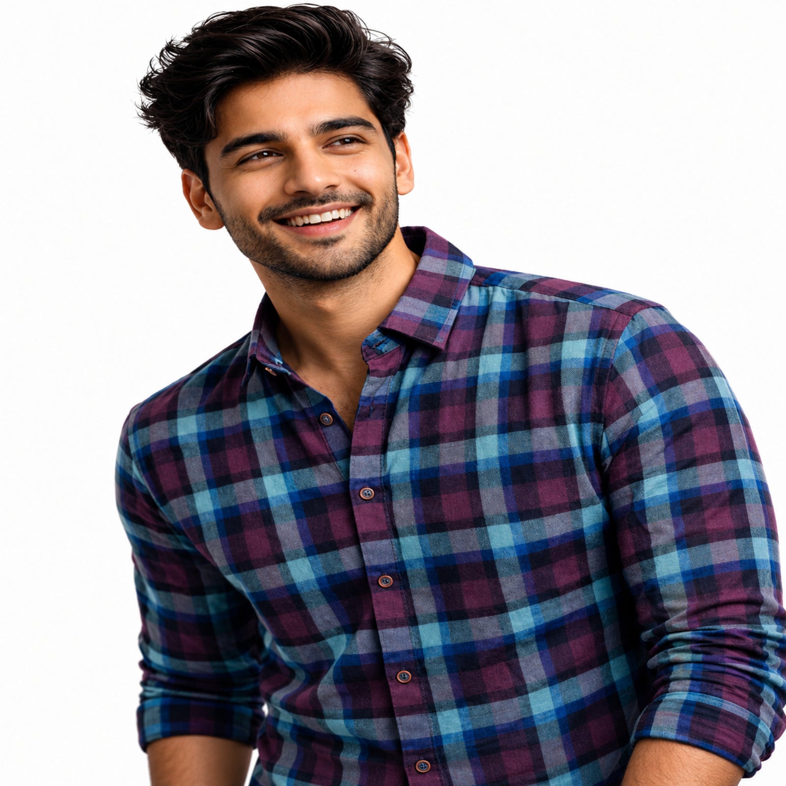 Teal & Wine Checkered Statement Shirt
