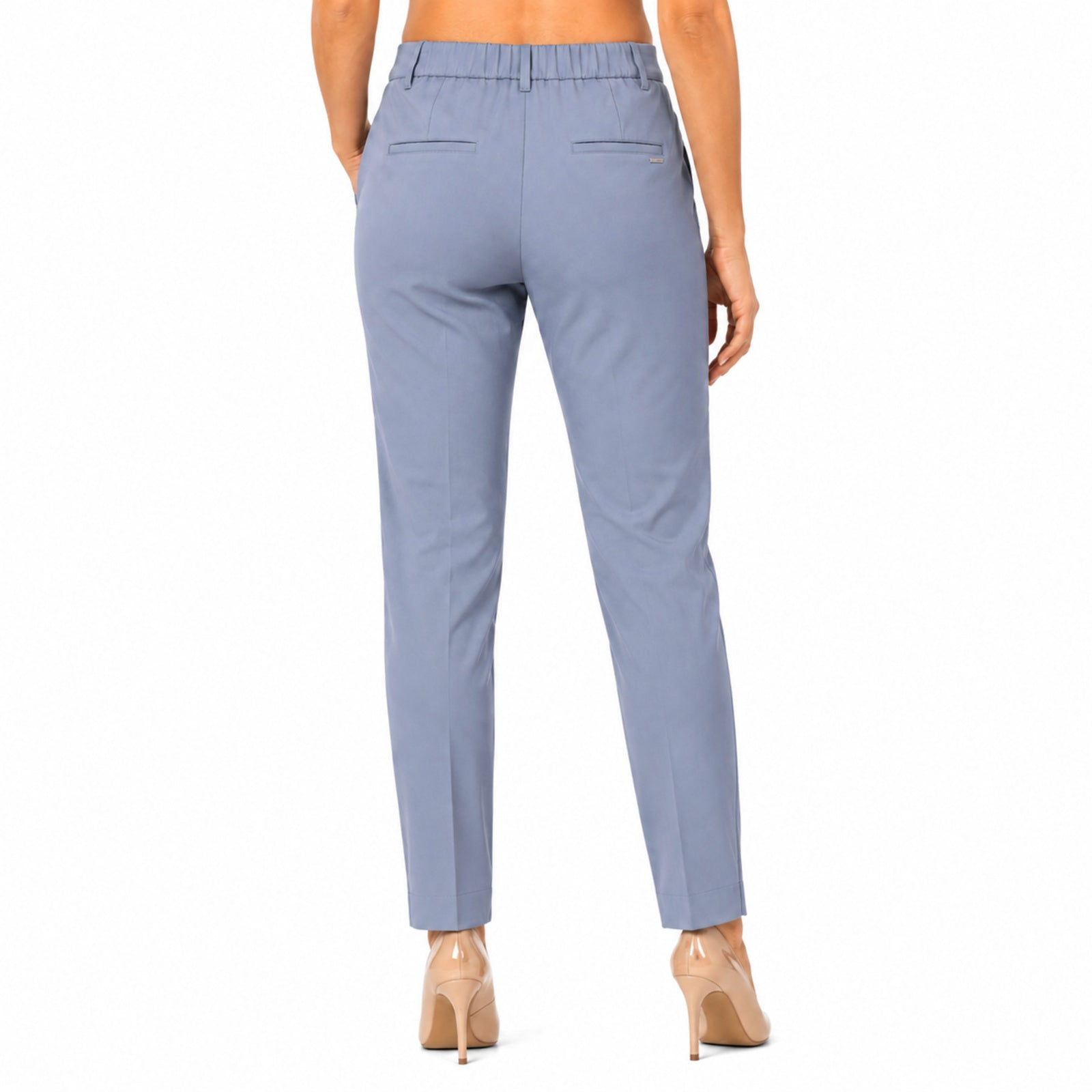 Women's Sophisticated Sky Blue Slim Fit Formal Ankle Trousers