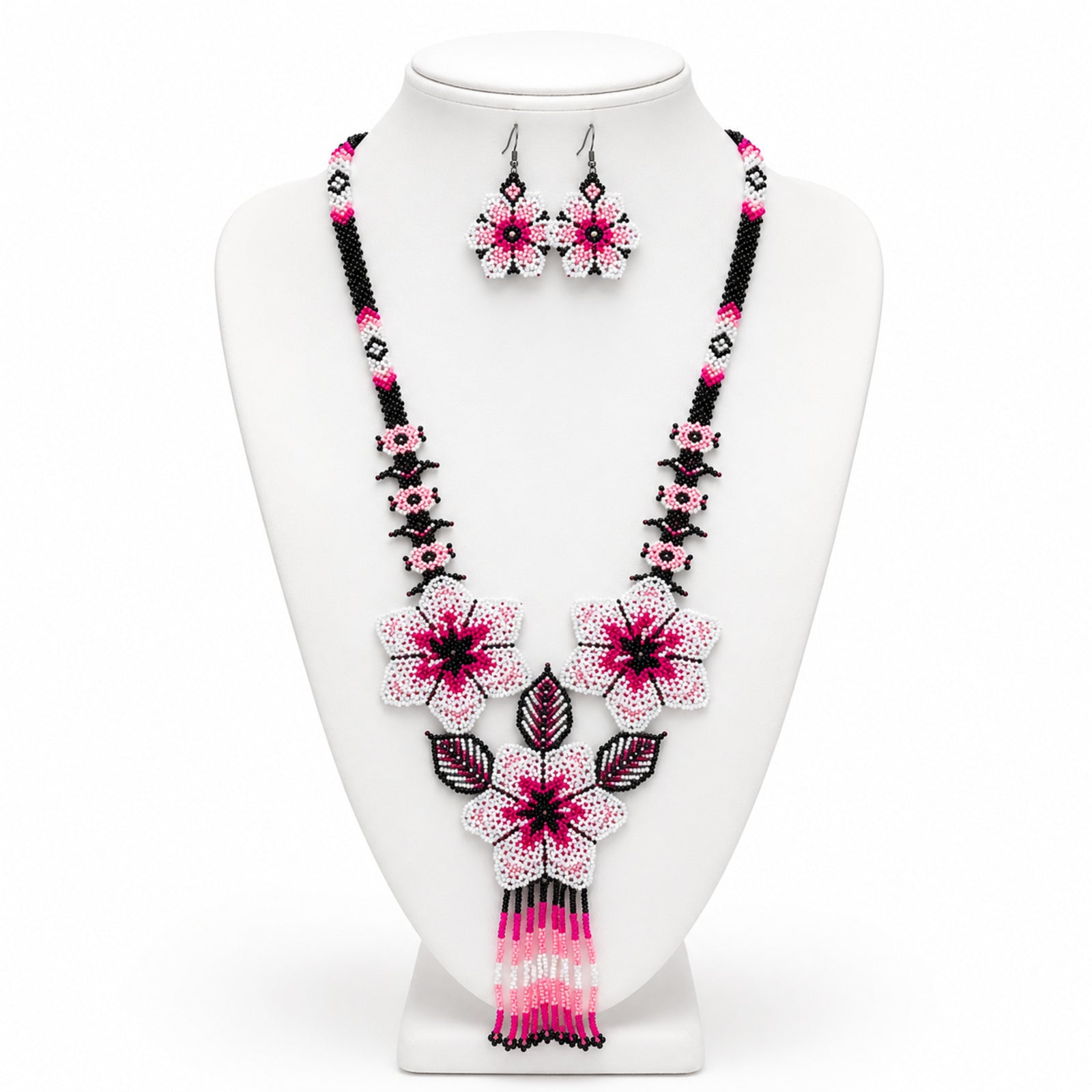 Bloom Elegance Floral Beaded Necklace Set