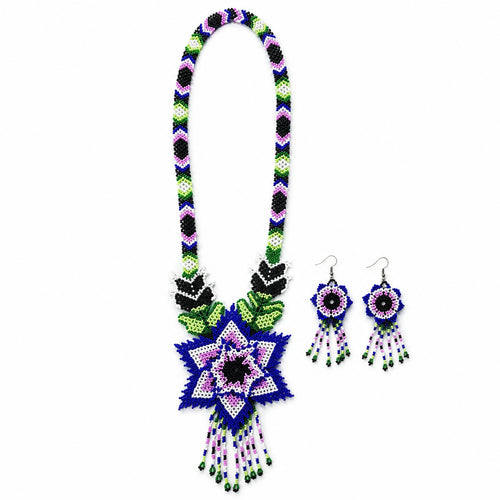 Azure Bloom Handcrafted Beaded Necklace Set
