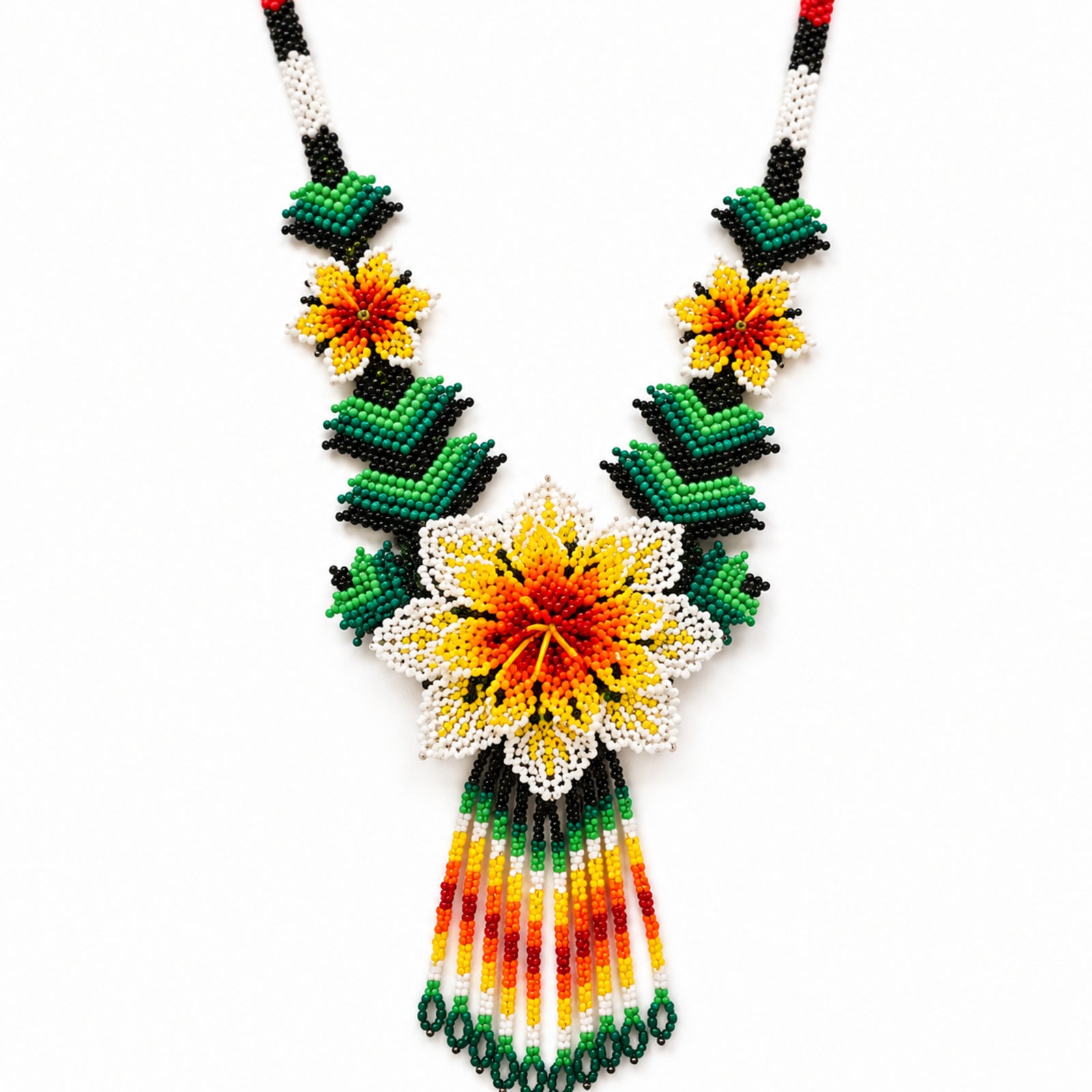 Sunshine Bloom Handcrafted Floral Beaded Necklace Set