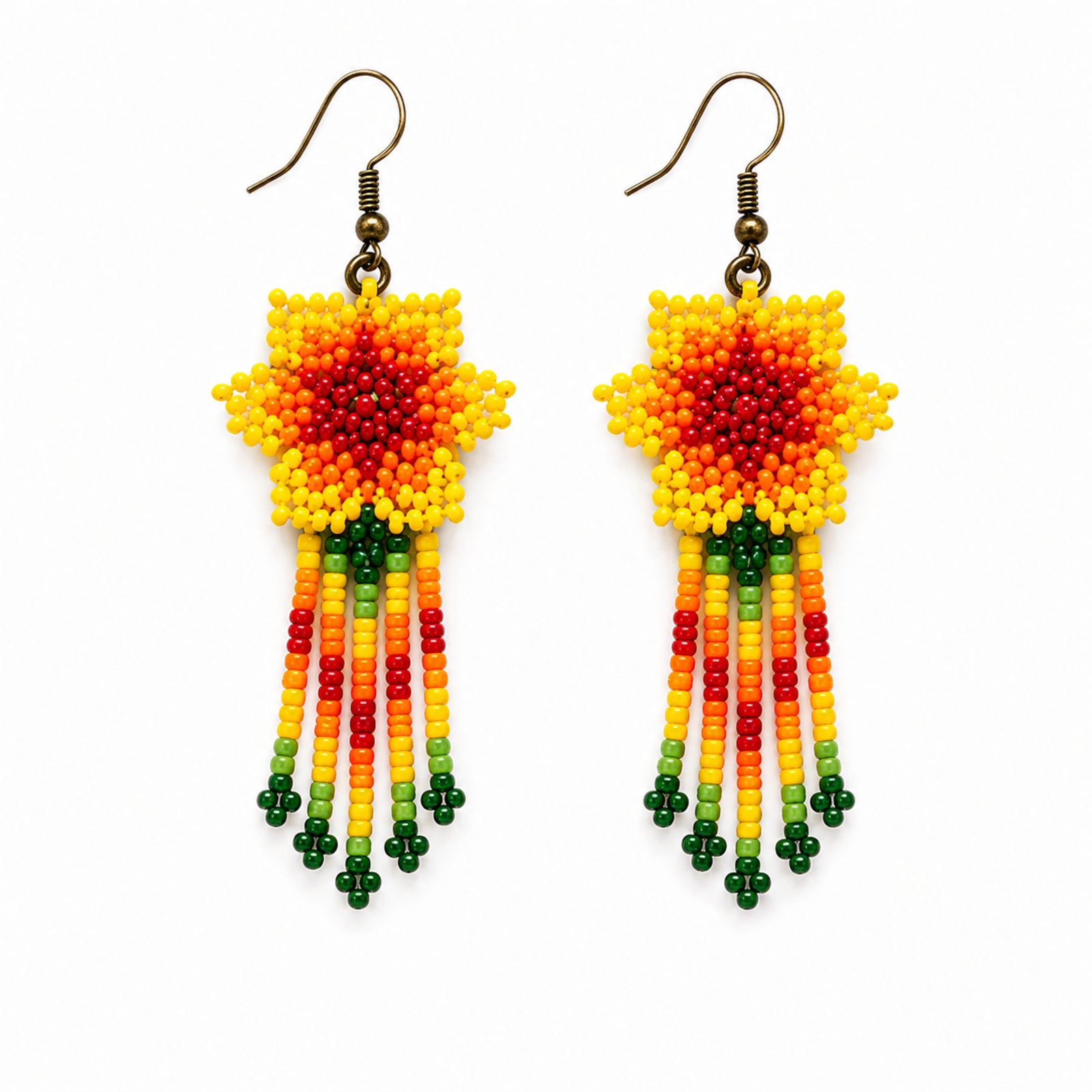 Golden Blossom Handcrafted Floral Beaded Necklace Set
