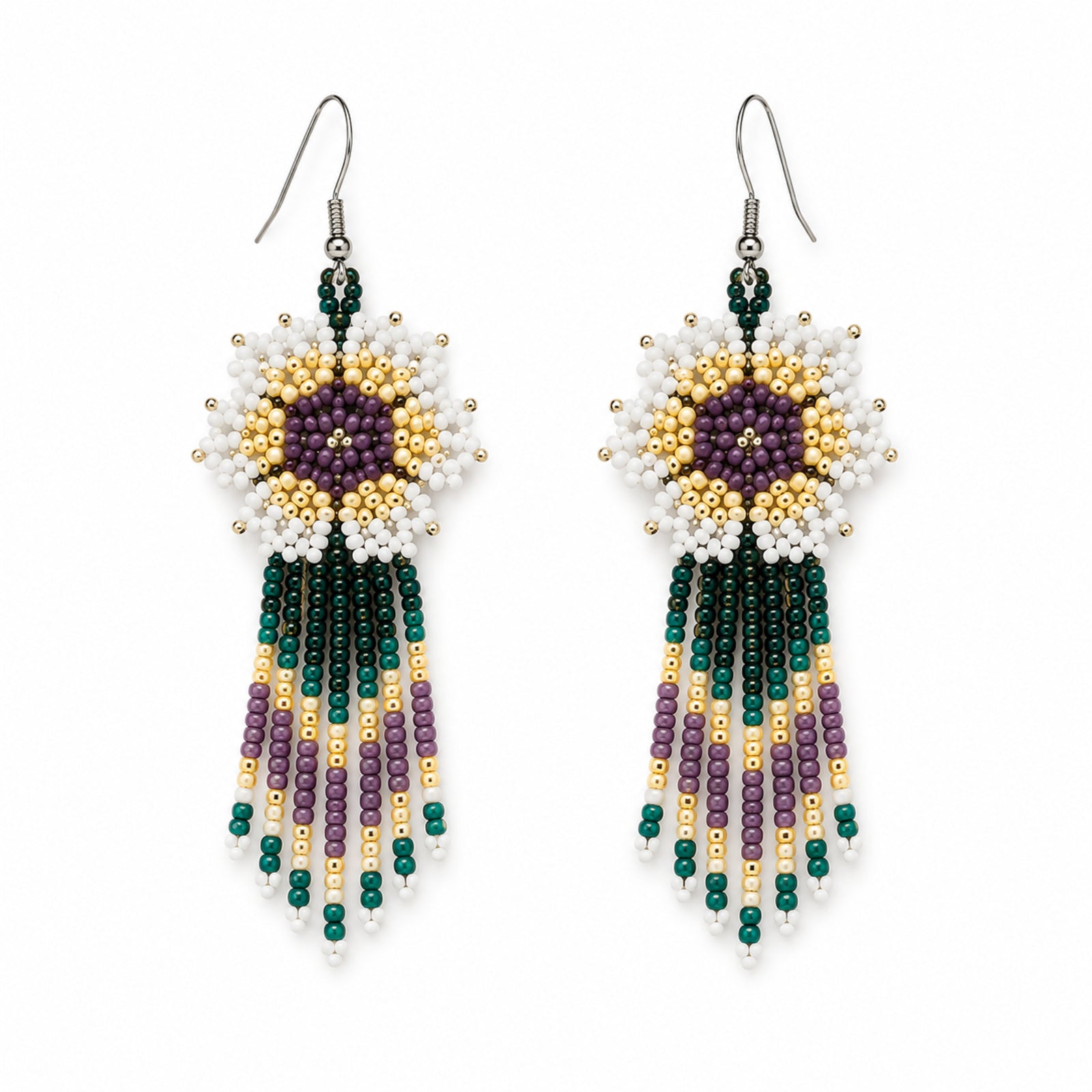 Ivory Bloom Handcrafted Floral Beaded Necklace Set