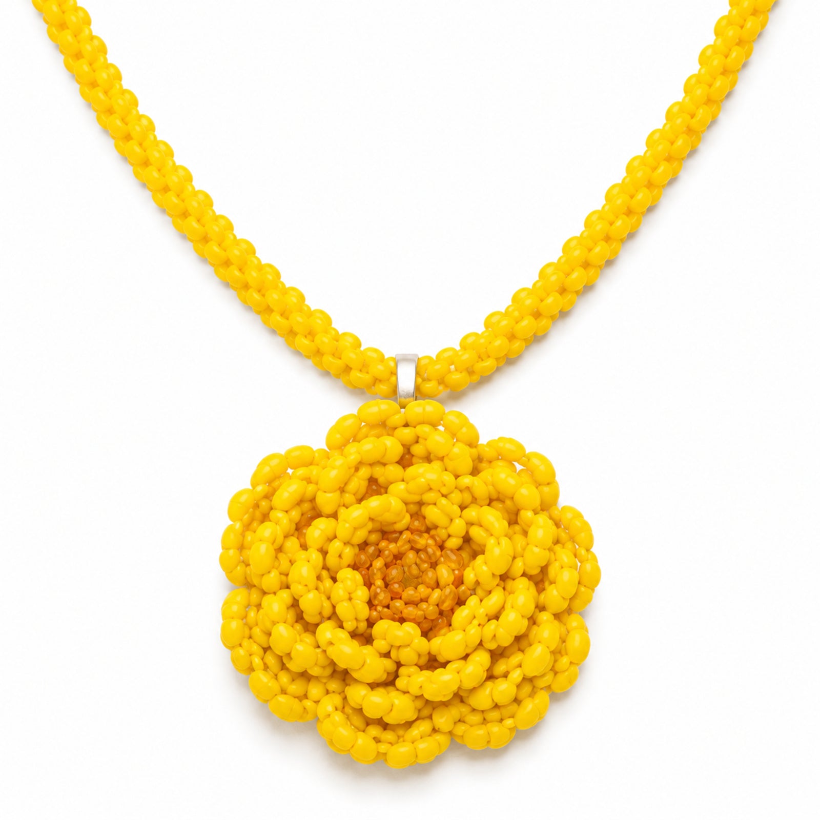 Sunshine Bloom Floral Beaded Necklace Set