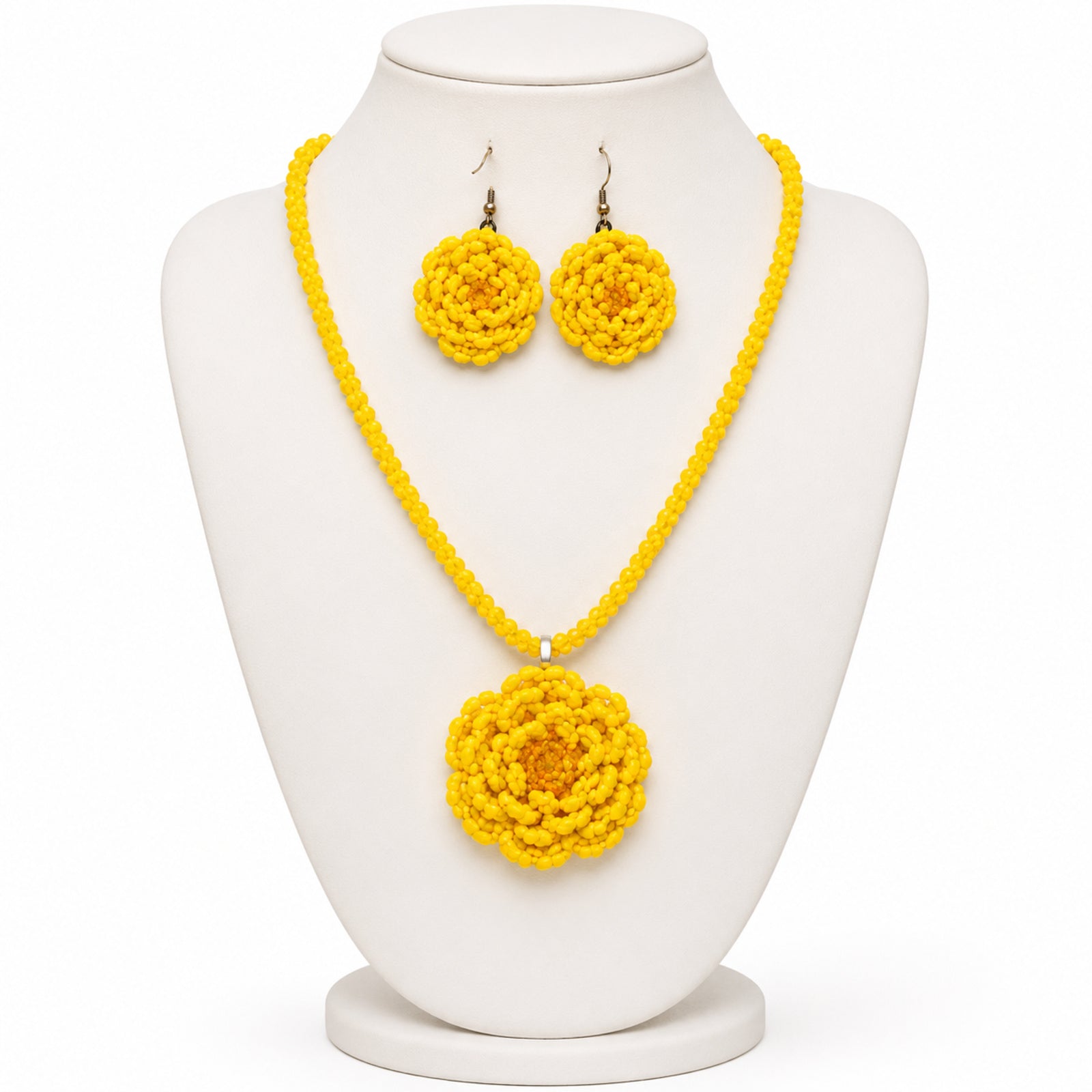 Sunshine Bloom Floral Beaded Necklace Set