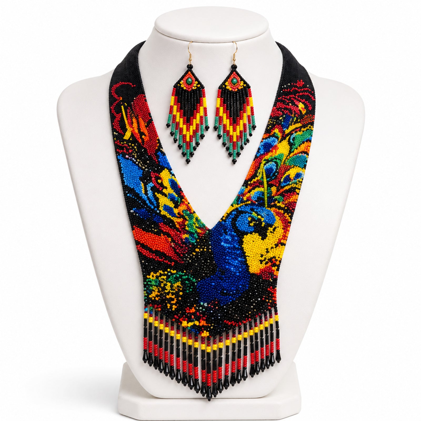 Peacock Handcrafted Beaded Necklace Set