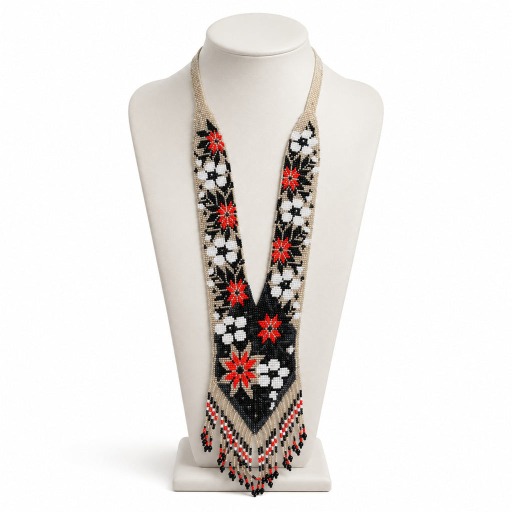 Ivory Blossom Handcrafted Beaded Necklace Set