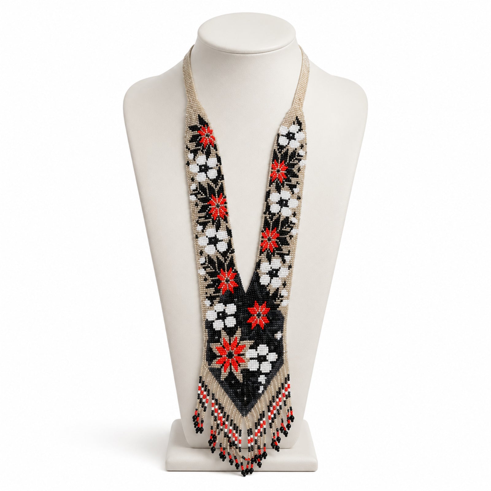 Ivory Blossom Handcrafted Beaded Necklace Set