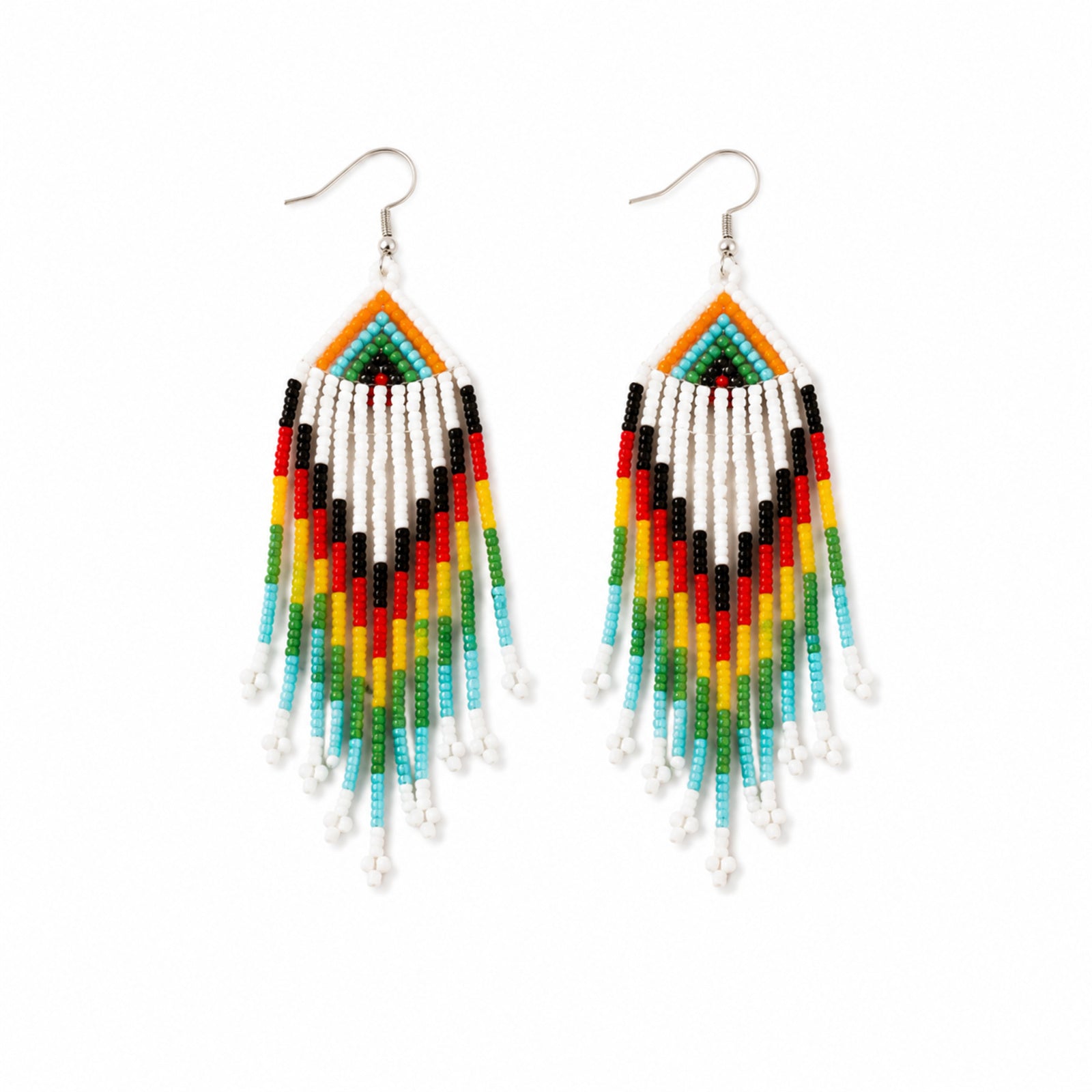 Women's White Handcrafted Beaded Necklace & Earring Set