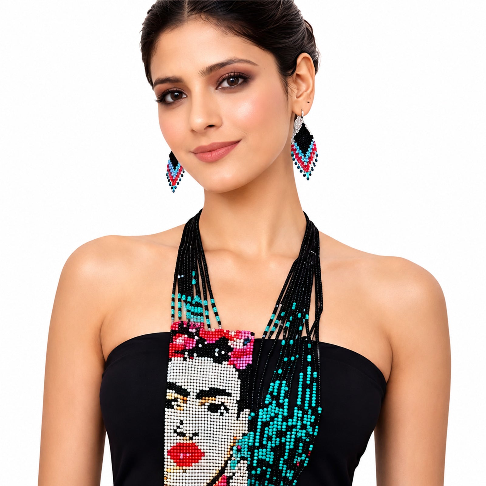 Artisan Portrait Handcrafted Beaded Necklace Set