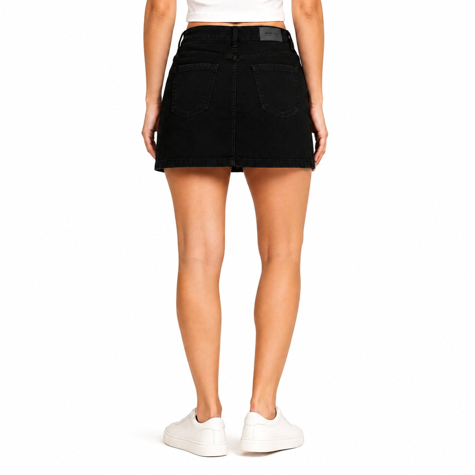 Women's Black Denim High-Waisted Mini Skirt
