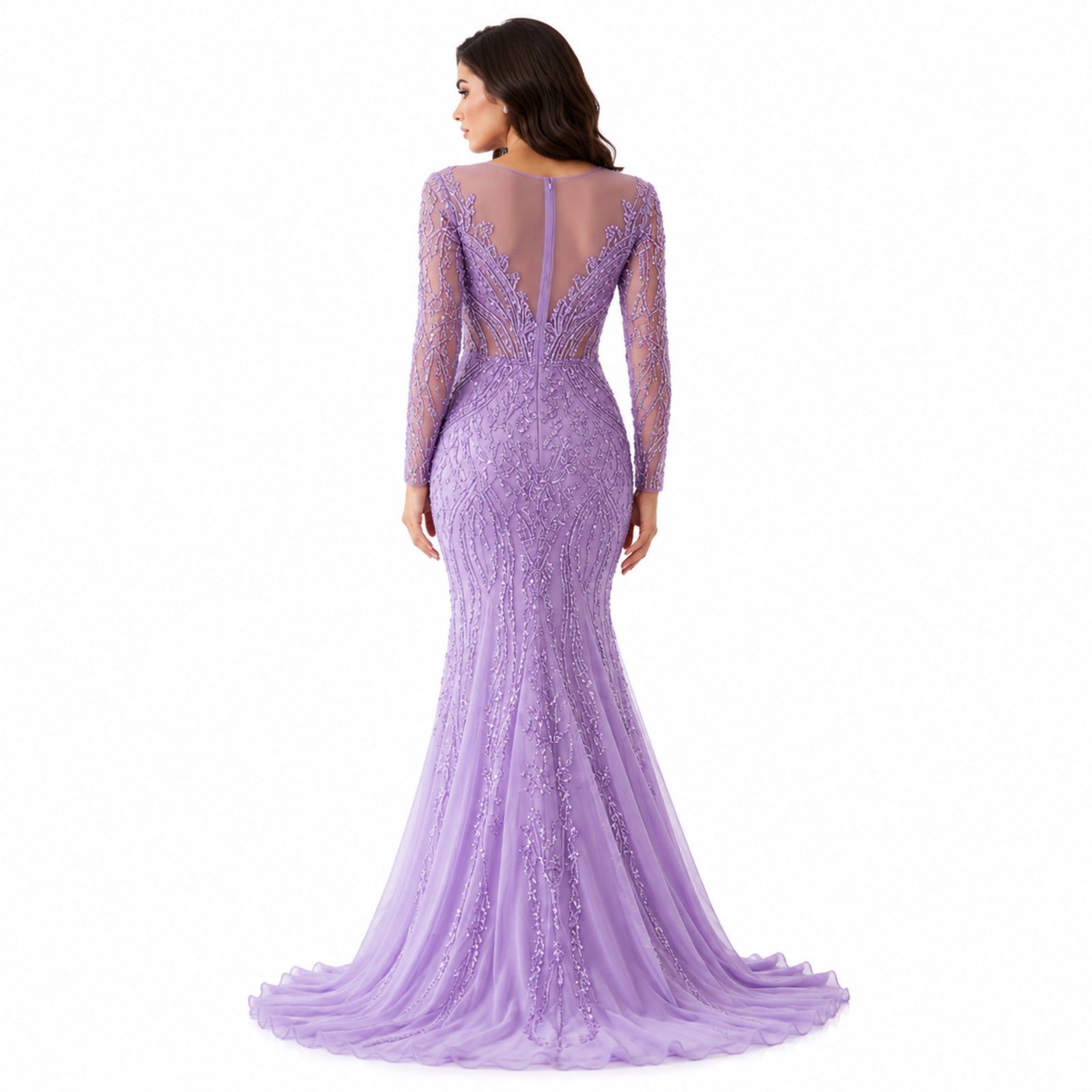 Lavender Luxe Embroidered Mermaid Evening Gown