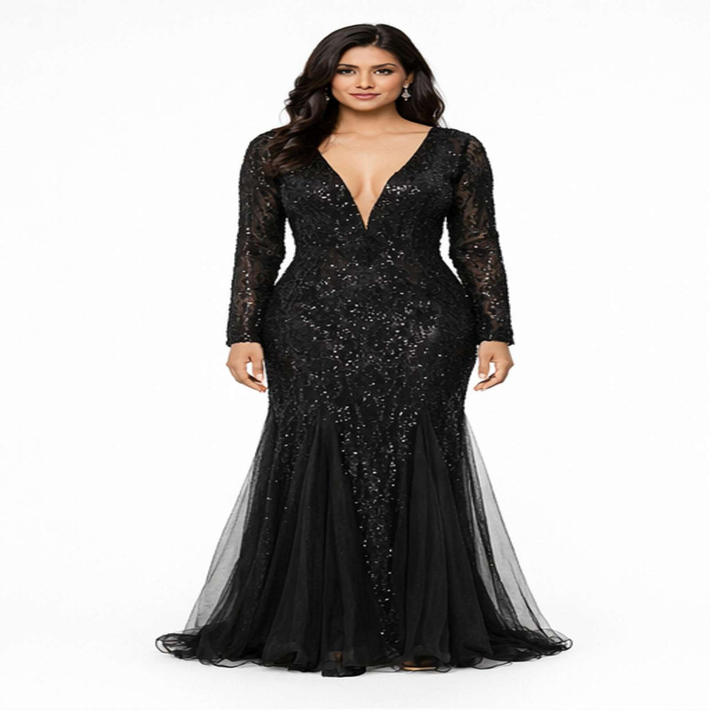 Midnight Glam Sequin Mermaid Evening Gown