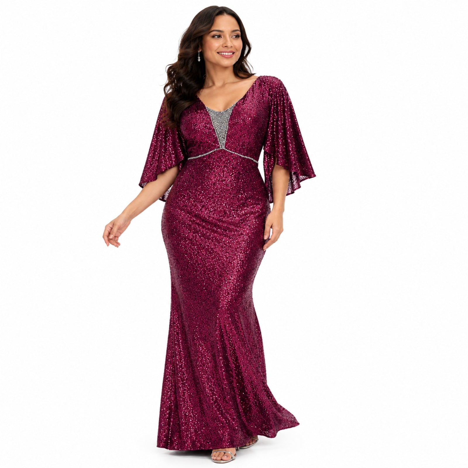 Red Sequin Mermaid Evening Gown