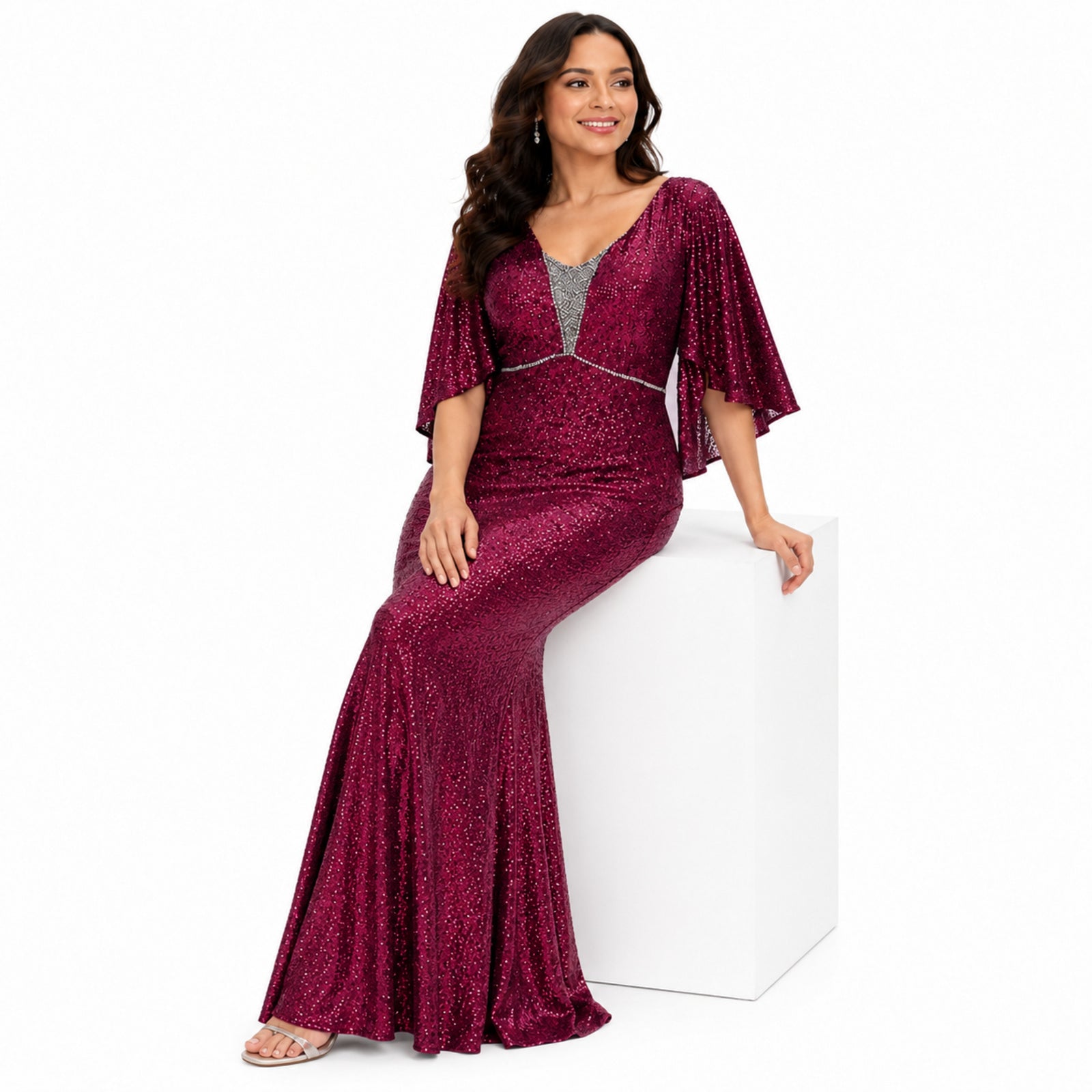 Red Sequin Mermaid Evening Gown
