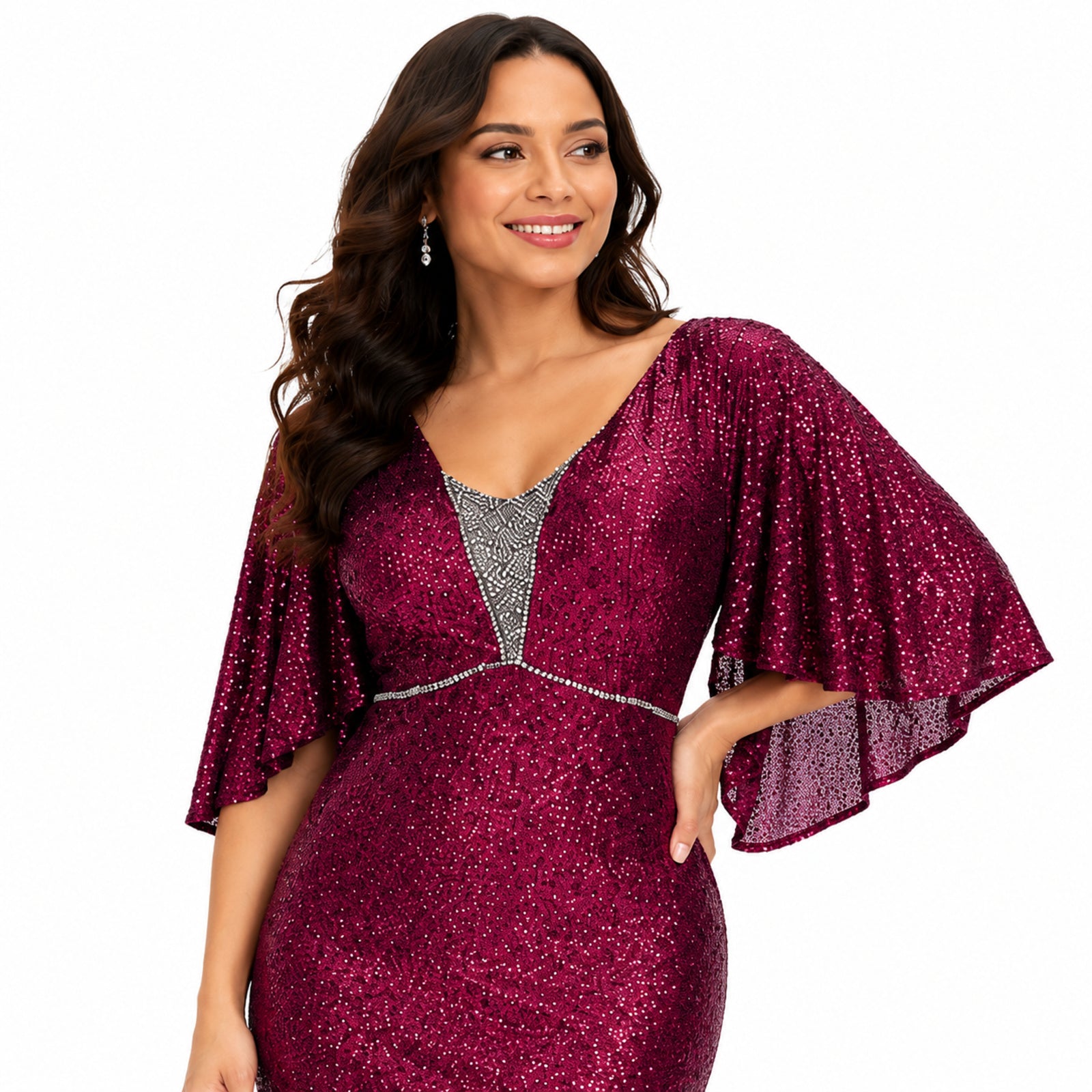 Red Sequin Mermaid Evening Gown