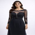 Midnight Elegance Embroidered Evening Gown