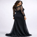 Midnight Elegance Embroidered Evening Gown