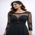 Midnight Elegance Embroidered Evening Gown