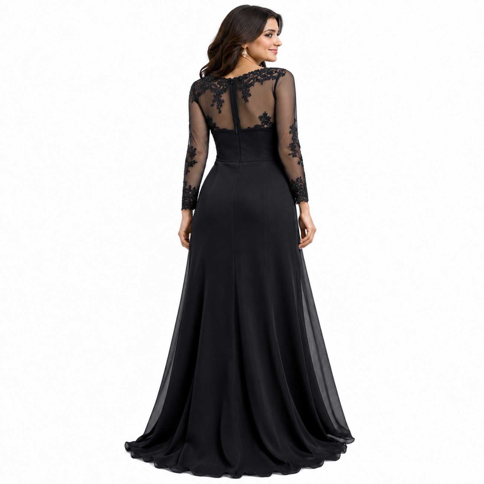 Midnight Elegance Embroidered Evening Gown