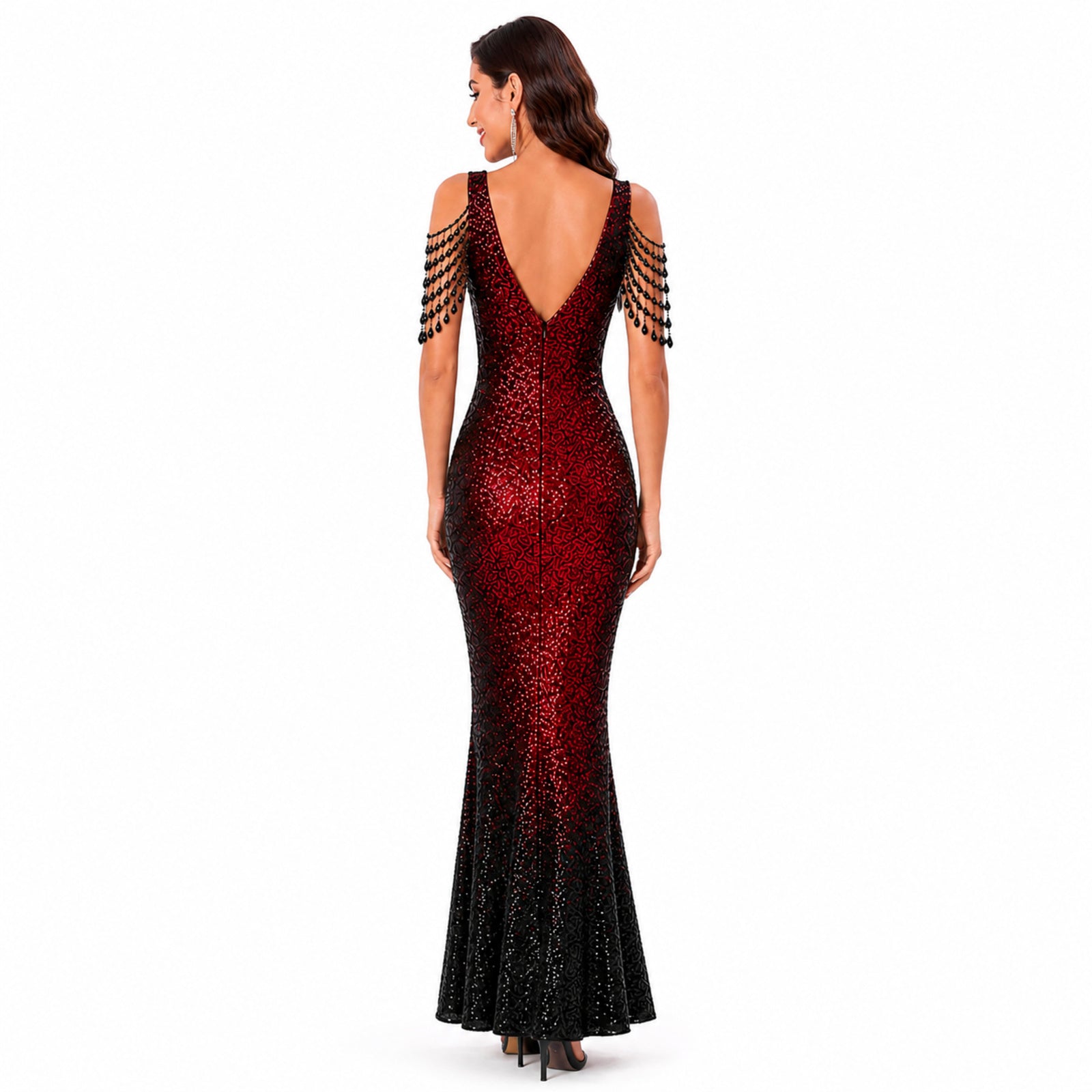 Midnight Ember Sequin Ombre Gown