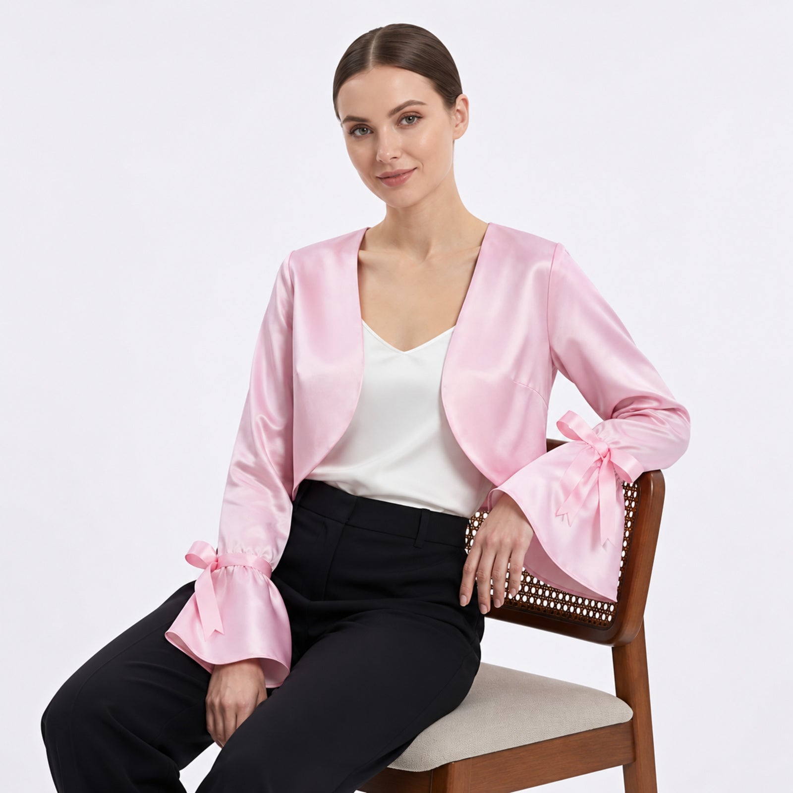 Blush Elegance Cropped Shrug Top