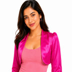 Blush Glow Satin Cropped Shrug